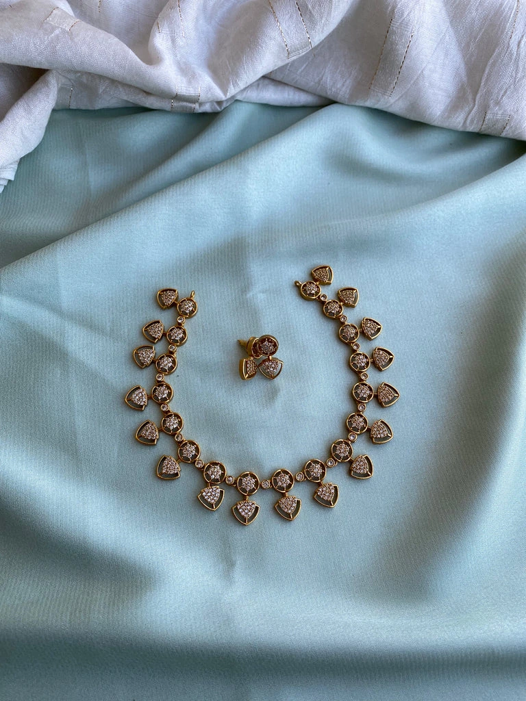 AD Gold finish Leaf necklace with earrings